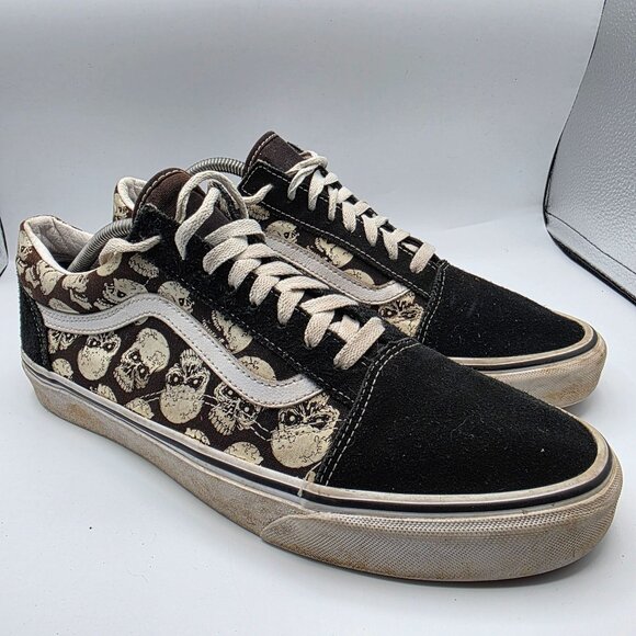 Vans Old Skool Skulls Mens Size 12 Black White Sneaker Shoes Casual Walking - Picture 1 of 13